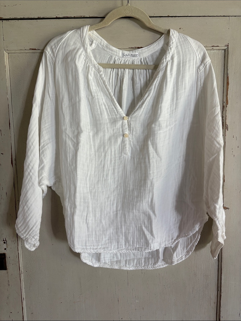 Free People x CP Shades V neck Doublecloth Batwing Top